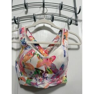 RBX Women's Sports Bra Floral‎ Print Medium Crossback Workout Activewear